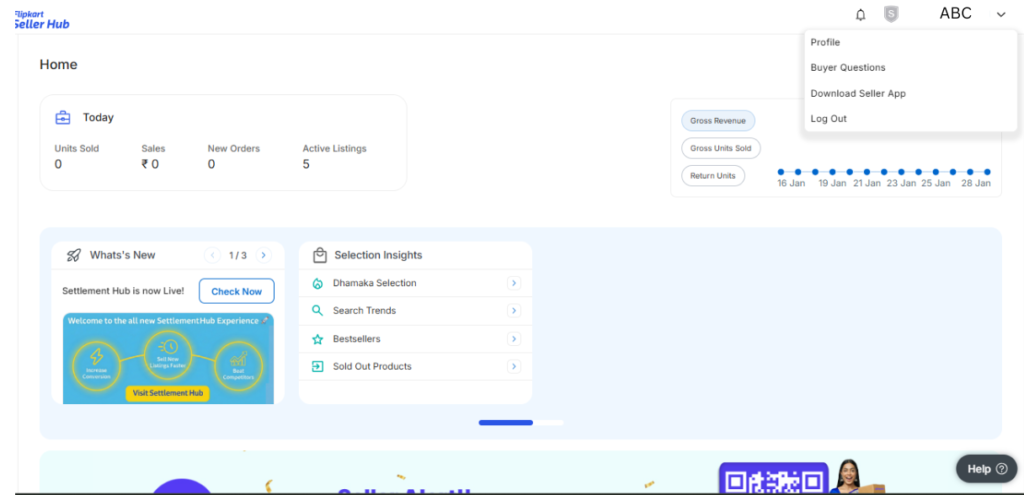 Flipkart Seller Home Page – Complete Overview for Beginners