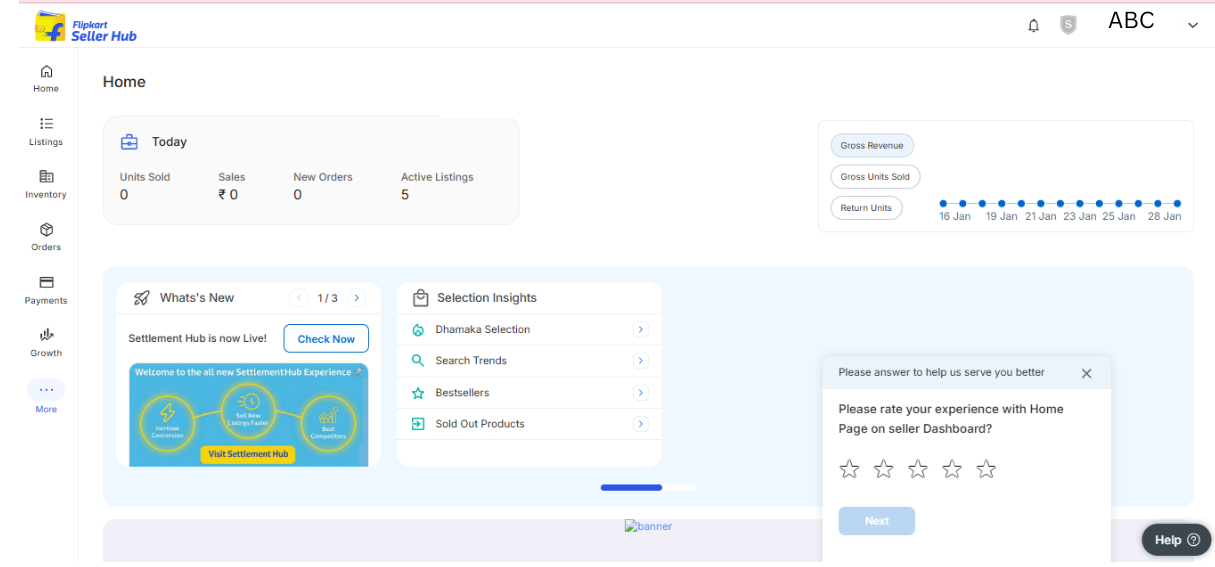 Flipkart Seller Home Page – Complete Overview for Beginners