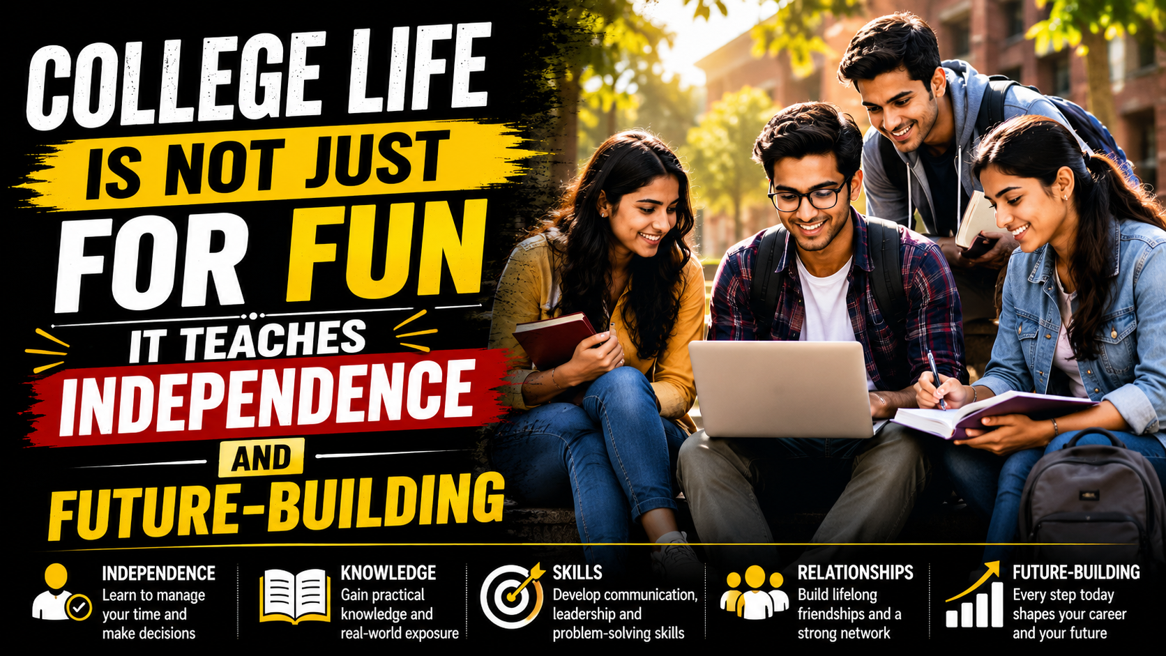 College life is not just for fun it teaches independence and future-building
