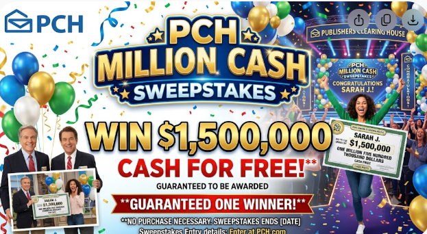 PCH Million Cash Sweepstakes 2026: Win $1500000 Cash for Free